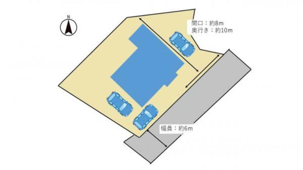 【区画図】3台分の駐車スペースがあります。ご来訪者の方のお車も敷地内に駐車できるのは嬉しいですね。