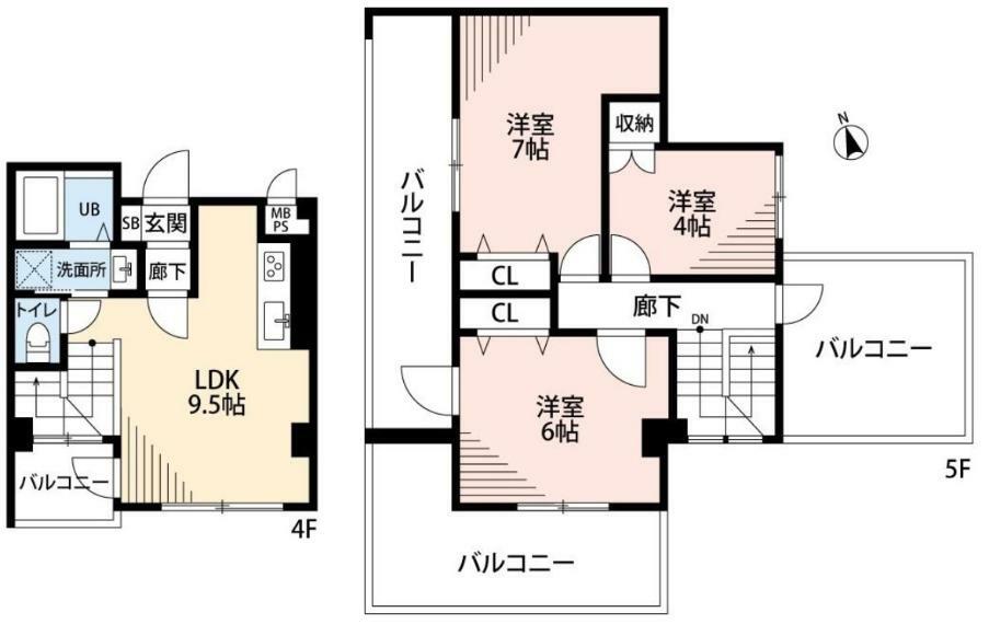 コスモスマンション田無(3LDK) 4階の内観