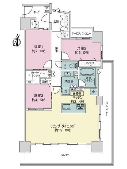 サーパスザ・タワー宇都宮(3LDK) 6階の内観