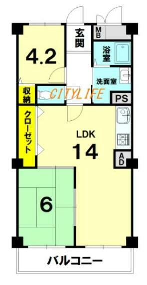 デラシオン御室(2LDK) 4階の間取り図