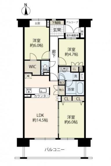 間取り　3LDK、約73.09平米