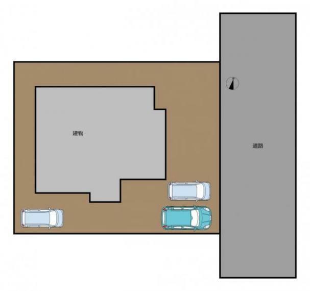 【リフォーム中】区画図です。駐車は車種によりますが、3台以上駐車可能です。