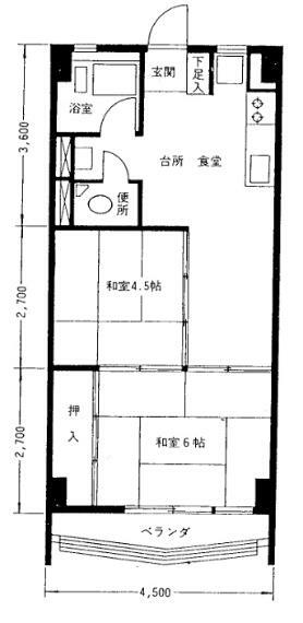 ビレッタ第2浜松(2DK) 7階の間取り図