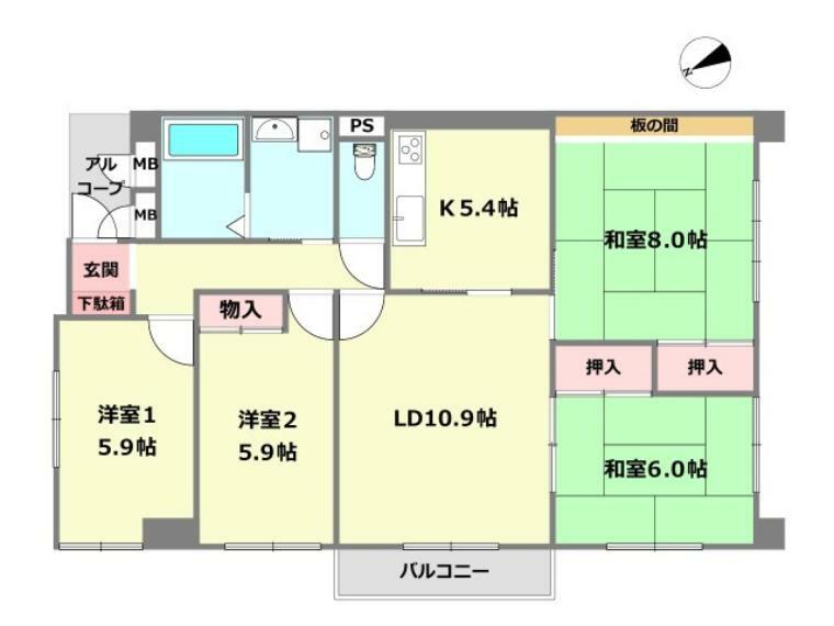 逆瀬川パークマンション(4LDK) 11階の間取り図