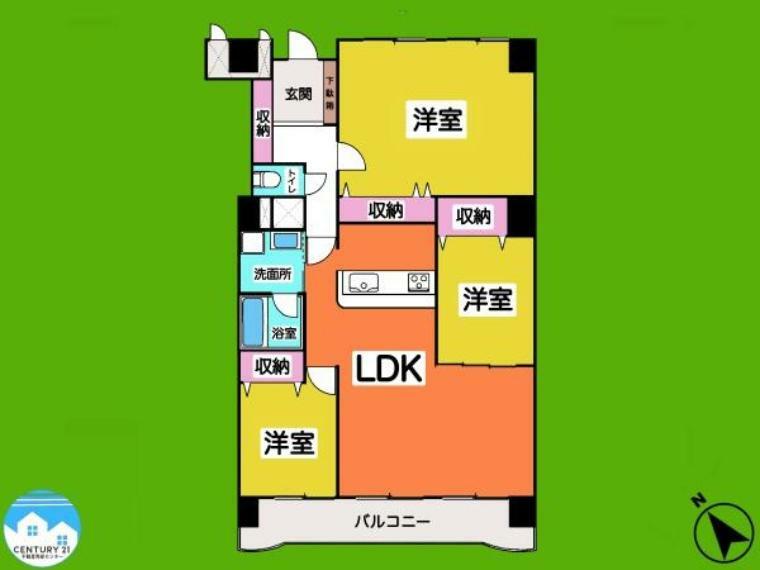 エスポワール横山(3LDK) 1階の間取り図