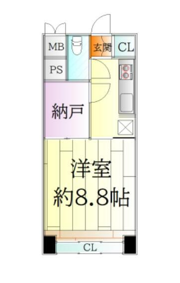 モンテ蔵王(1K) 2階の間取り図