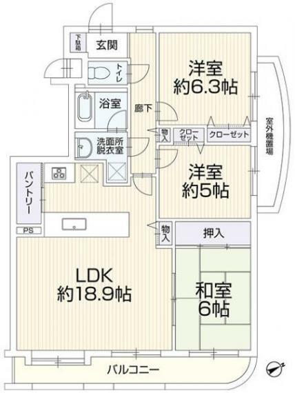 コスモ茅ヶ崎ベルセーヌ(3LDK) 2階の間取り図