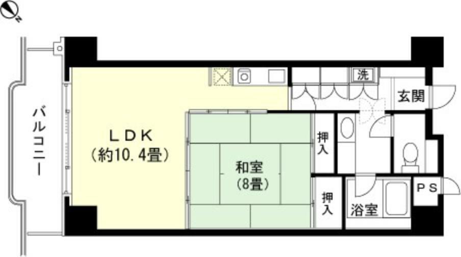 中銀ライフケア第2伊豆山18号館(1LDK) 1階の間取り図