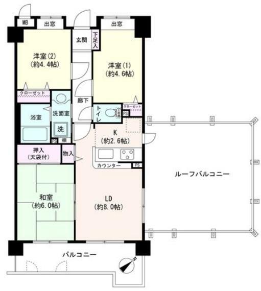 セザールリバーサイド王子神谷(3LDK) 4階の間取り図