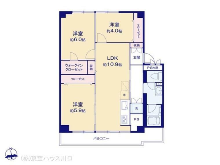高島平第三住宅2号棟(3LDK) 10階の間取り図