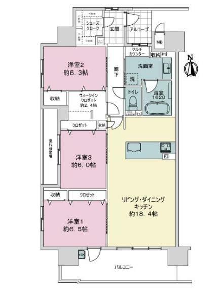 アルファステイツ錦町(3LDK) 9階の間取り図