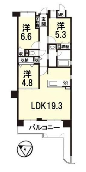 ライオンズマンション大津秋葉台(3LDK) 6階の内観