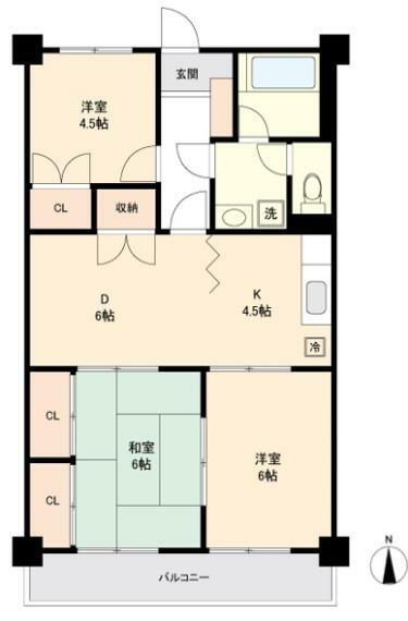 秋川マンション(3LDK) 3階の間取り図