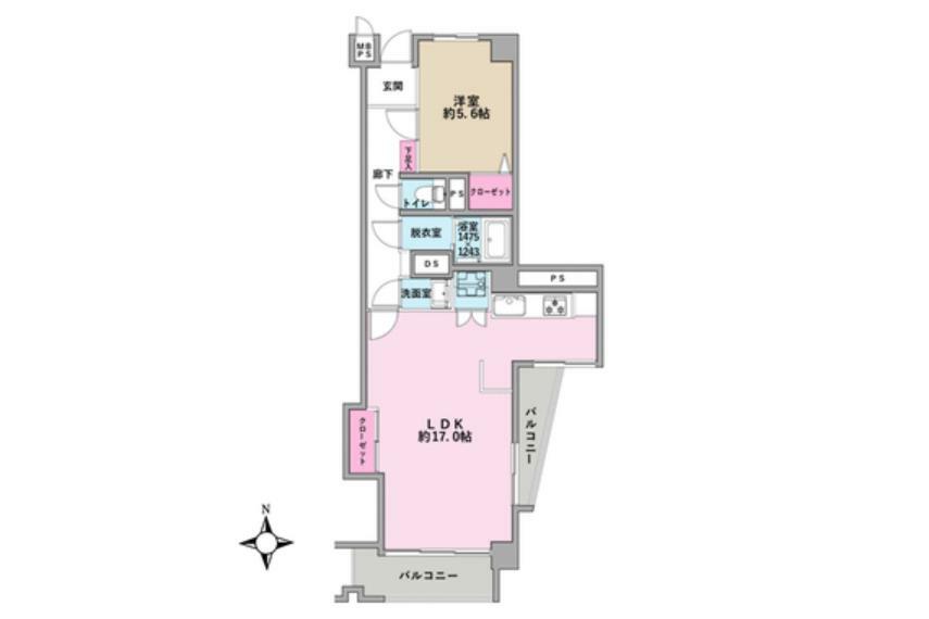 鵠沼フラワーマンション(1LDK) 6階の内観