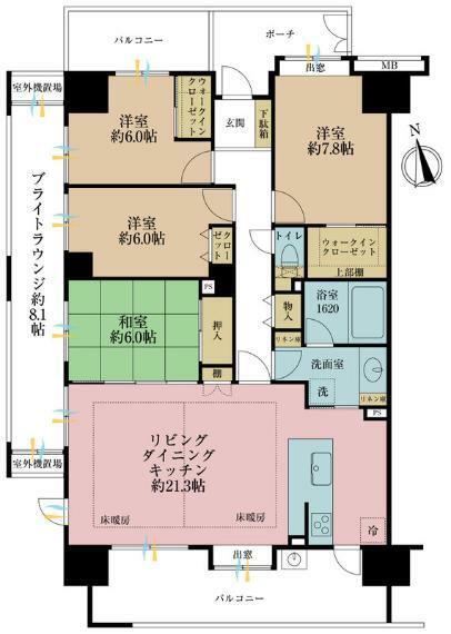 グランアジール東京アクアレジデンス(4LDK) 5階の間取り図