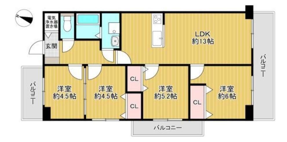 シャルム小阪三番館(4LDK) 2階の間取り図
