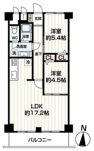 パークハイツ千島(2LDK) 9階の間取り図