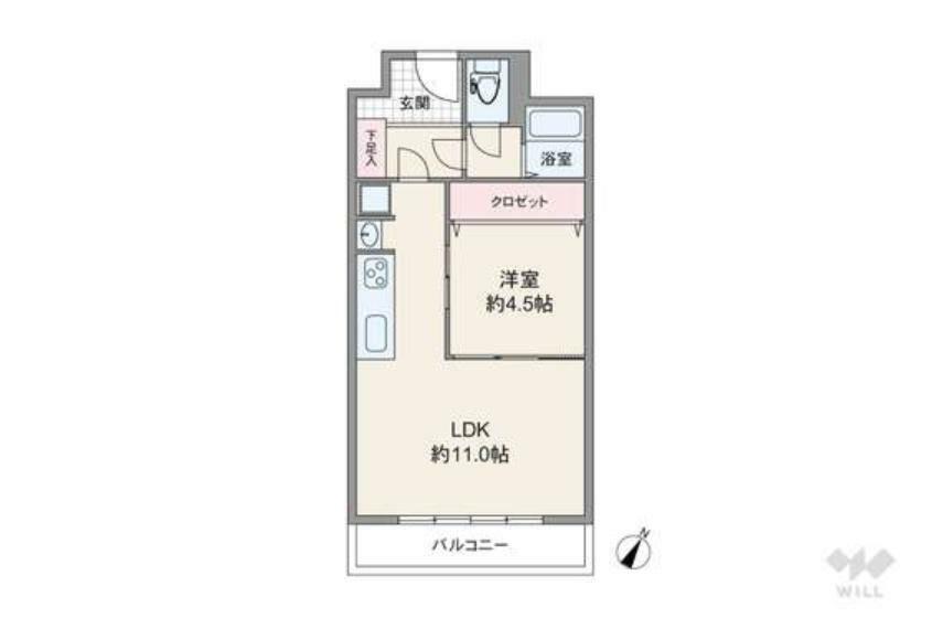 上野毛マンション(1LDK) 7階の間取り図