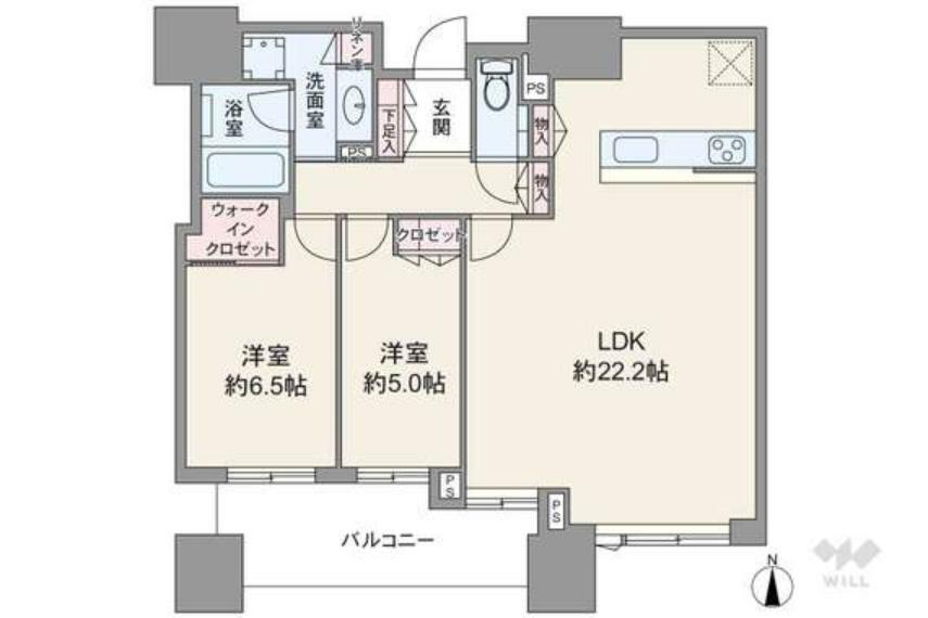 シティタワー大阪本町(2LDK) 44階の間取り図