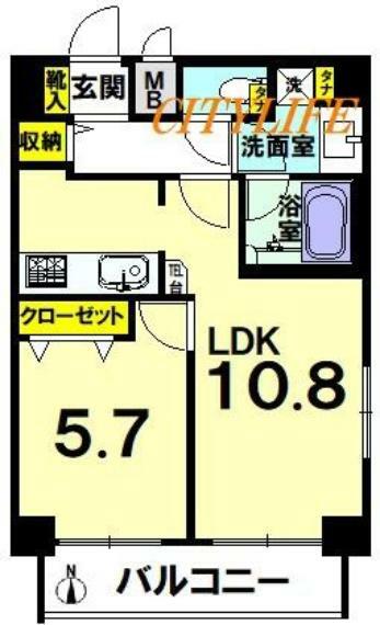 プレサンス京都二条城前(1LDK) 4階の間取り図