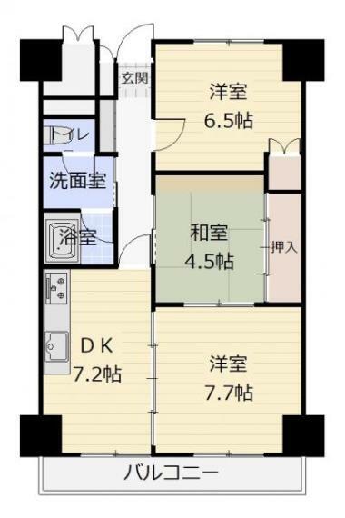 仙台東ハイツ(3DK) 3階の間取り図