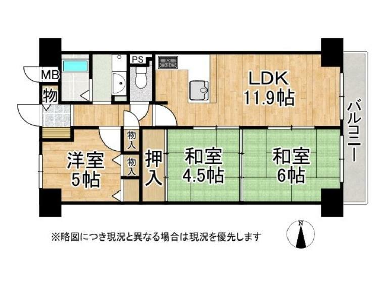 ファミール堺パート2(3LDK) 4階の間取り図