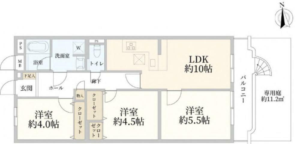 ライオンズマンション市川本八幡(3LDK) 1階の間取り図