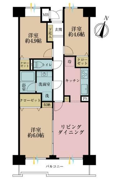 シティパル松戸・元山(3LDK) 3階の間取り図