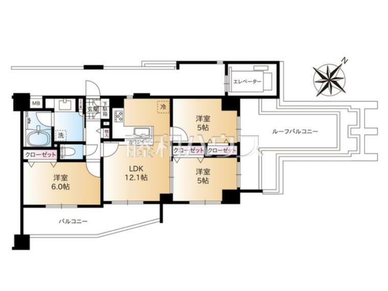 間取図　【セイガステージ練馬春日町】使い勝手の良い3LDK　2面バルコニーは用途に合わせて使い分けができて便利です。