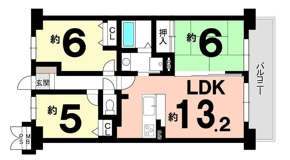 ライオンズマンション伏見(3LDK) 7階の内観
