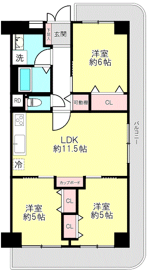 日商岩井中津マンション(3LDK) 9階の内観