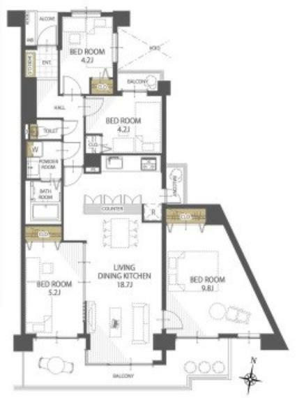 パーク上尾弐番館(4LDK) 4階の間取り図