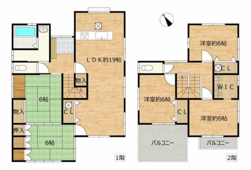 【間取図】リフォームし5LDKの間取りになります。居室は寝室や収納部屋などご家族に合った使い方ができます。トイレが2台あるのも嬉しいポイント。