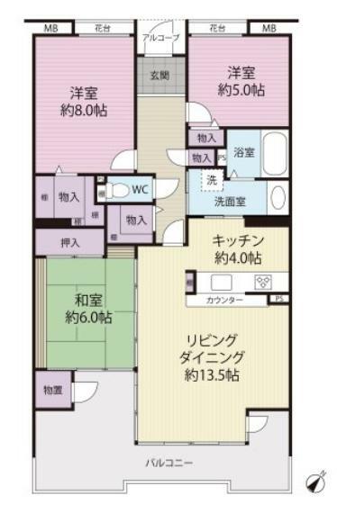 「中層フラットビーム構造」を採用し高窓を設けることによりプライバシーを守りながら採光・通風を確保できます。収納が6か所あり、室内をすっきりさせることができます。