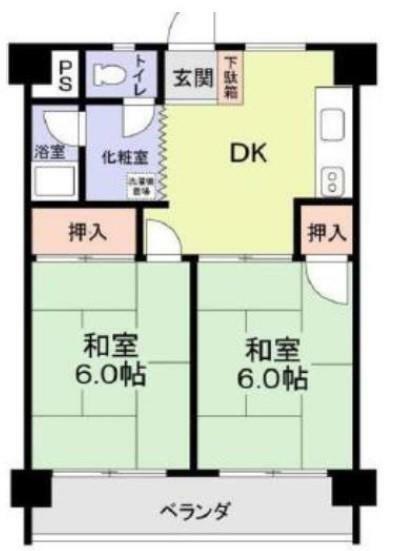 東浦和マンション(2DK) 4階の間取り図