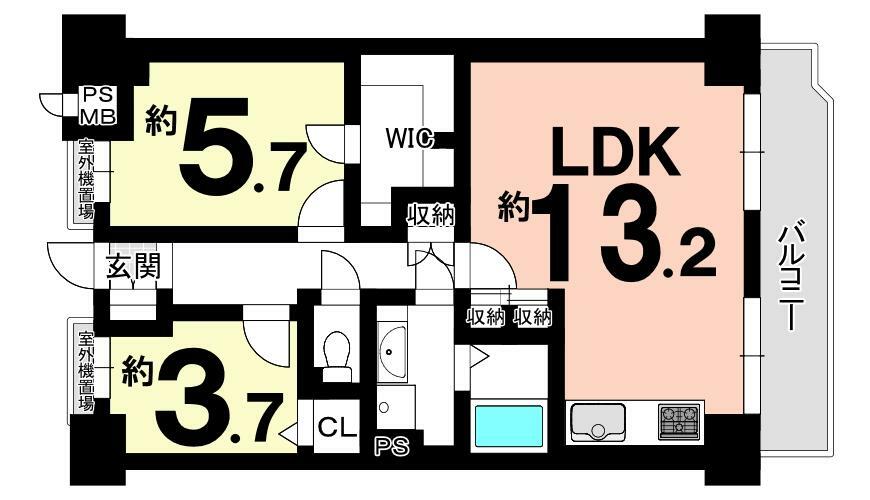 ライオンズマンション淀リバーサイド(2LDK) 6階の間取り図