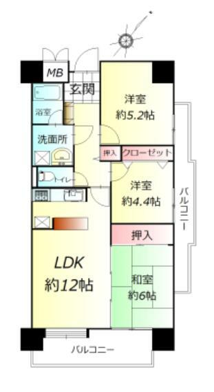 ロイヤルパレス中野栄(3LDK) 6階の内観
