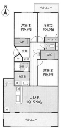 コモンシティ湘南衣笠サウス・リッジ(3LDK) 10階の内観