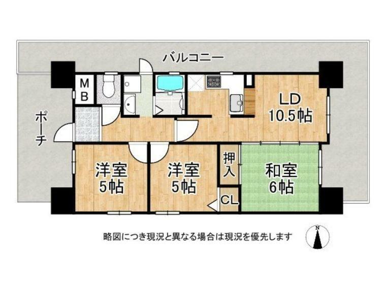 グランプレステージ西神戸(3LDK) 7階の間取り図