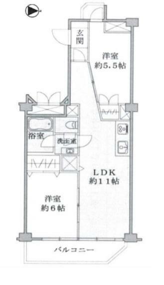 サンコーポ勝田台C棟(2LDK) 5階の間取り図