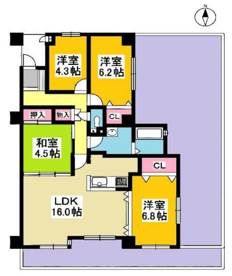 ライオンズマンション知立南壱番館N棟(4LDK) 12階の間取り図