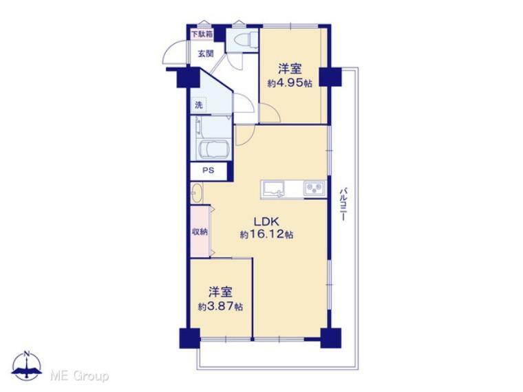 富士見台ファミリーマンション(2LDK) 6階の間取り図