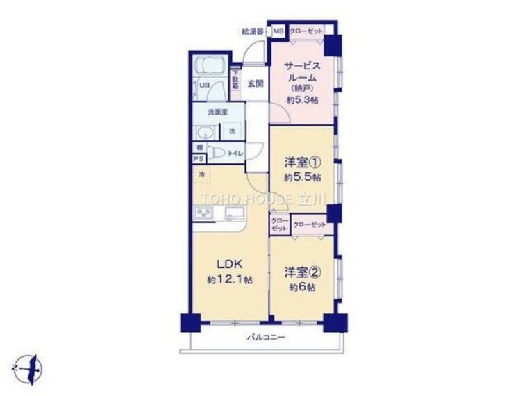 パテラ多摩センター(2LDK) 5階の間取り図