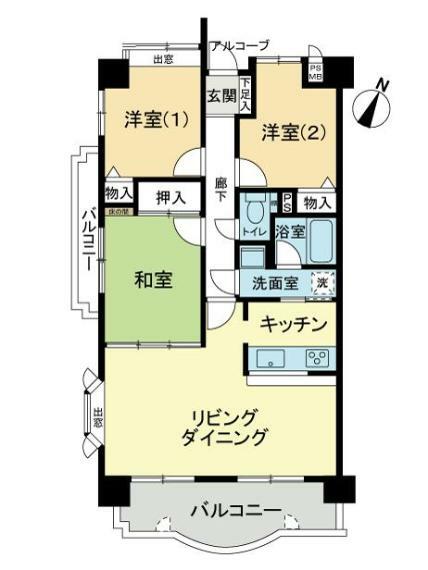 ライオンズマンション道後姫塚第2(3LDK) 7階の内観