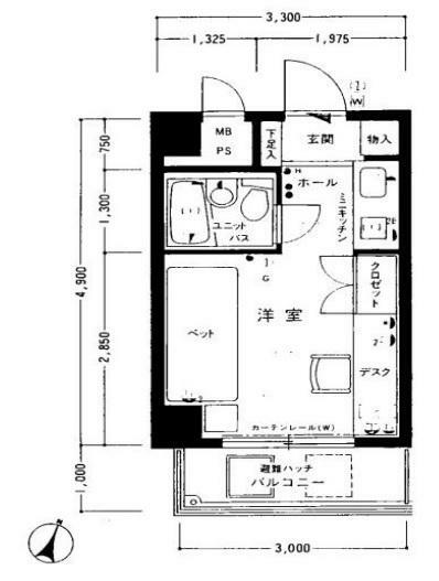 菊名センチュリー21(1R) 4階の間取り図