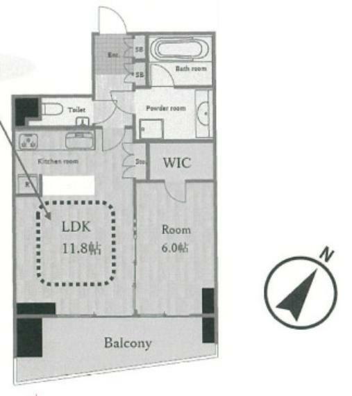 ラ・アトレ代々木神宮の杜(1LDK) 4階の間取り図