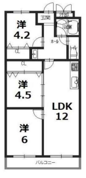 明石ハウス1号棟(3LDK) 7階の間取り図