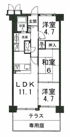 ユニロイヤル四条大宮(3LDK) 1階の間取り図