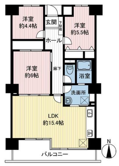シティコーポ岩井通(3LDK) 4階の間取り図