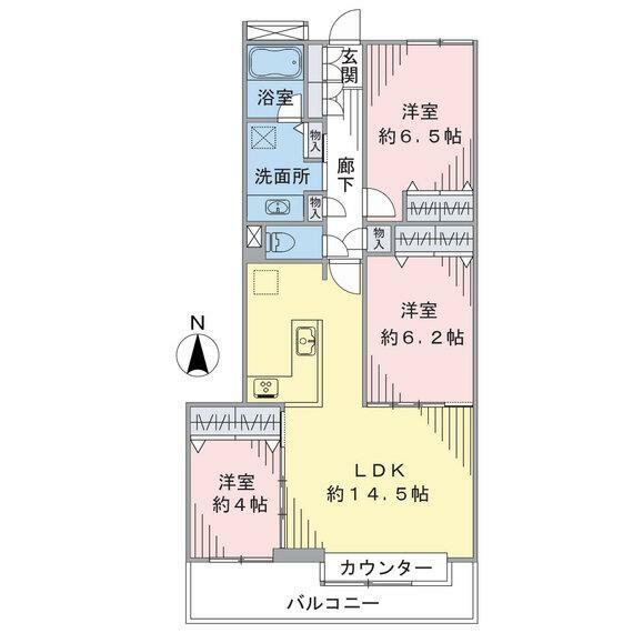 茅ヶ崎パーク・ホームズ(3LDK) 4階の間取り図